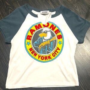 Women’s Ramones Graphic Tee - White & Blue. Daydreamer/Free People. Size M. NWT